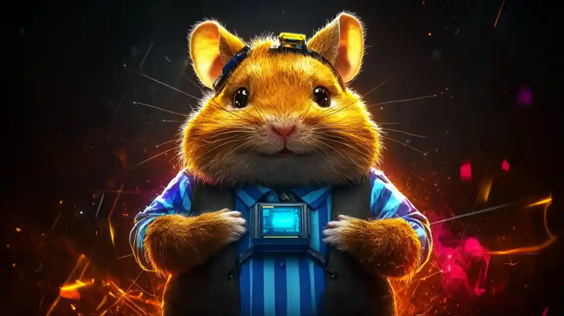 A cute and tech-savvy hamster character wearing a vest and a headset, with a friendly expression, representing the playful and innovative spirit of bd3333.